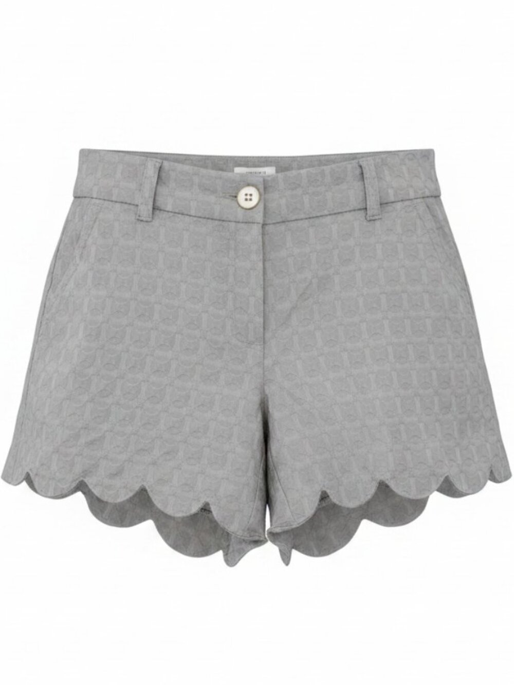 Crown & Ivy Shelby Scalloped Shorts Jacquard Gray Twee Preppy Coastal Size 10